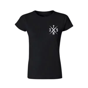 Ein Foto des Terry Hoax Anniversay Shirts in Schwarz für Ladies